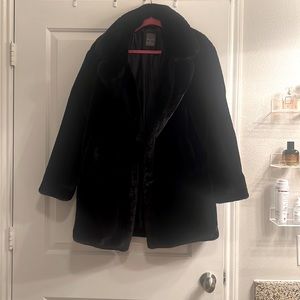 Black faux fur coat